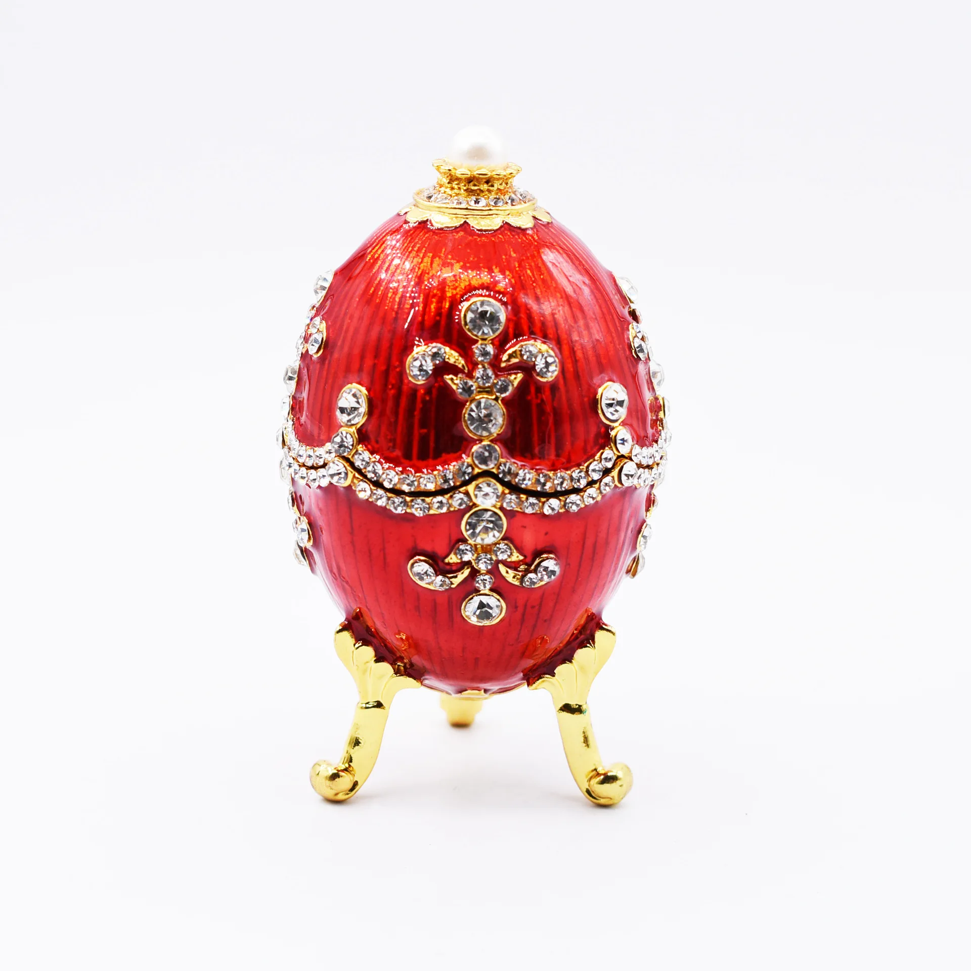 Easter egg ornament gold-plated with diamonds European enamel jewelry box Russian metal crafts