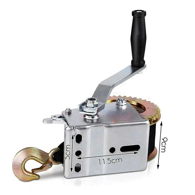 1200LBS manual winch hand crank winch webbing yacht motorcycle trailer accessories