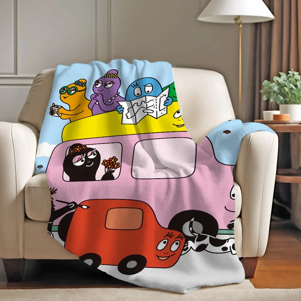Cartoon B-Barbapapa Cute Blanket Warm Soft Suitable For Bedroom Sofa Bed Living Room Office Travel Camping Gifts