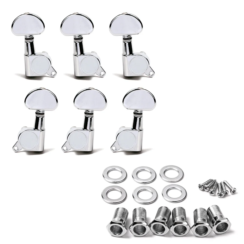 

6 pcs 3L3R Electric Guitar Tuning Pegs Sealed Machine Heads For Acoustic Electric Guitars Silver Half Round Ferrules Bushings