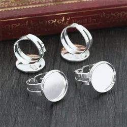8mm 10mm 12mm 10pcs Children Silver Plated Brass Adjustable Ring Settings Blank/Base,Fit 8-12mm Glass Cabochons