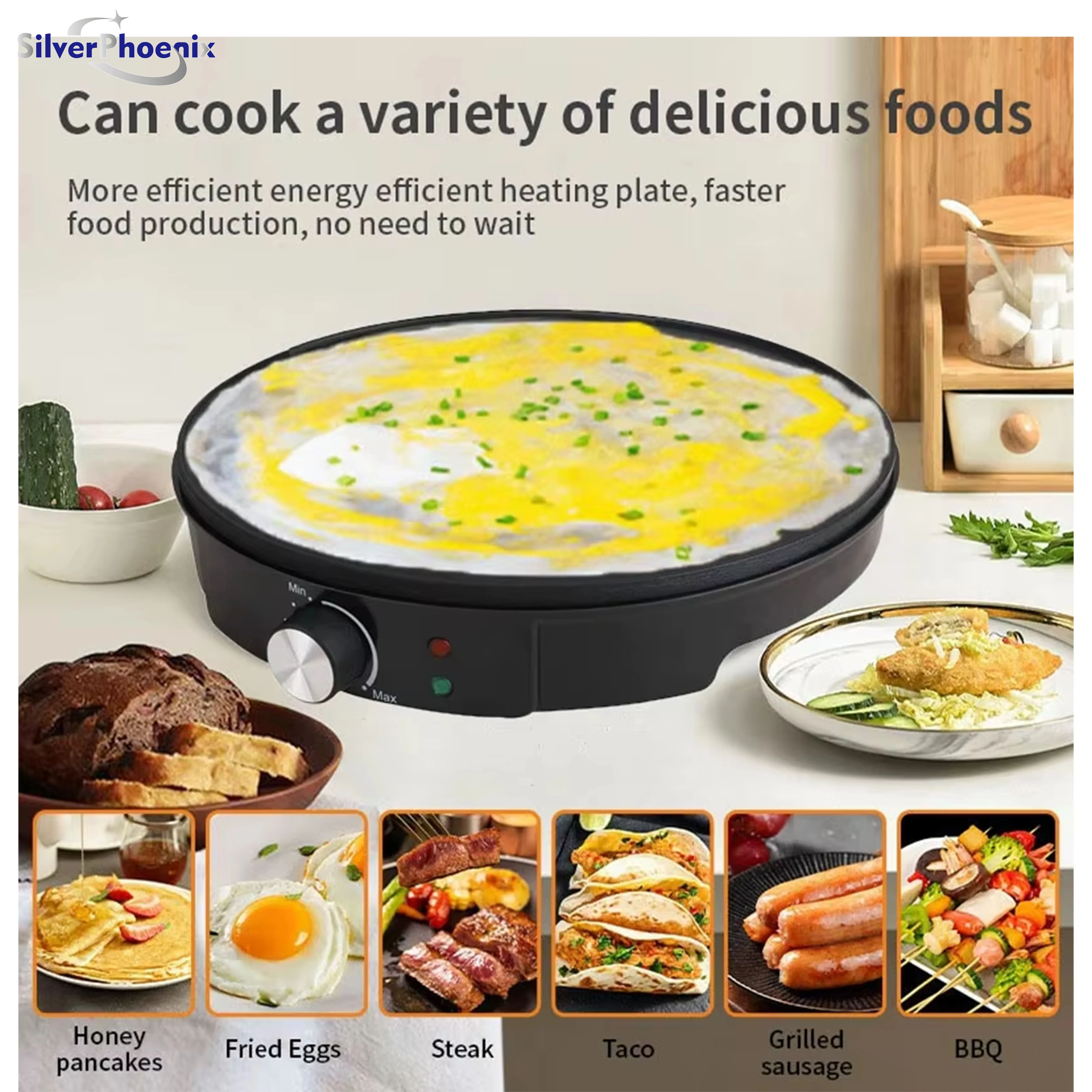 صانع الفطائر 220 فولت، صانع كريب كهربائي 1000 واط، صانع قشرة DIY، صانع البيتزا السوداء