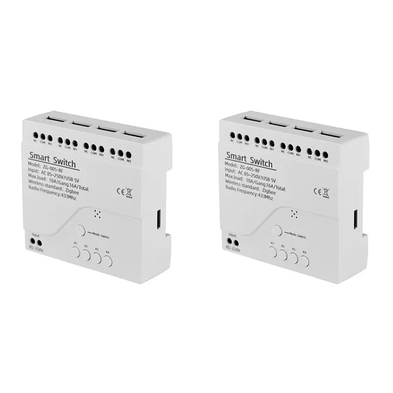 A7THK-2X 4 Channels Tuya Zigbee Smart Switch Module RF433 Smart Home Automation DIY Breaker Wireless Relay Voice Control