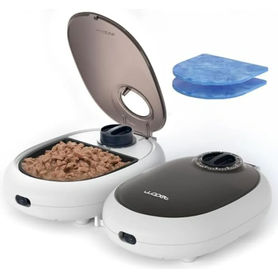 

Automatic Cat Feeder 48H Programmable Pet Feeder, Ice Pack to Keep Fresh for Yogurt and Canned Meals Perfect for Cats, Kittens
