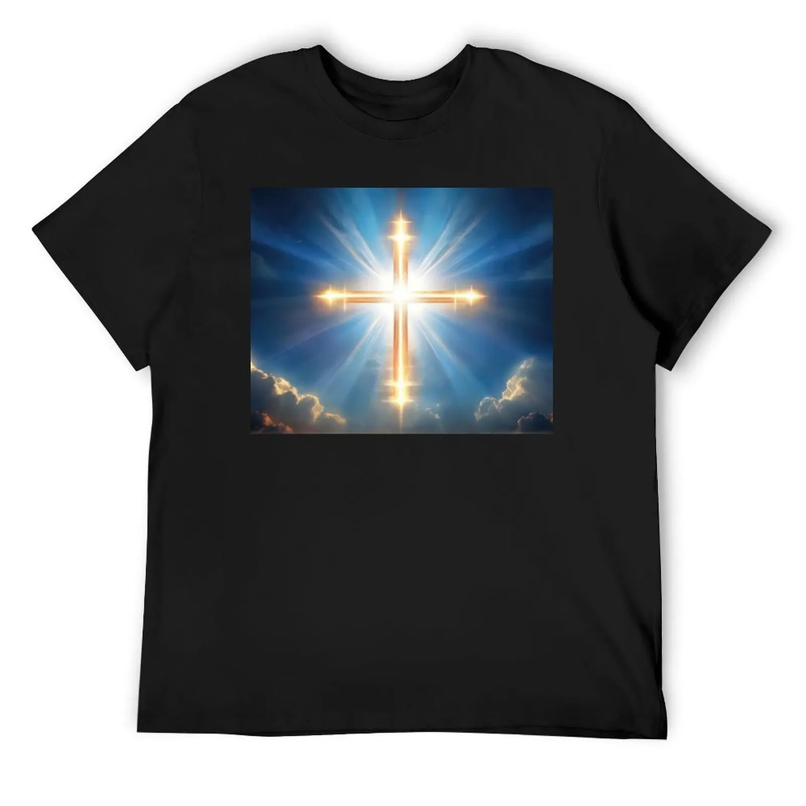 

cross easter magical landscape T-Shirt anime clothes tees mens vintage t shirts