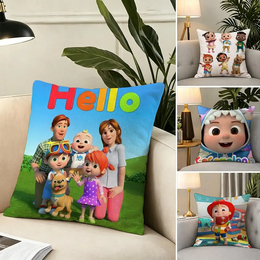 Funda de cojín con dibujos animados de C-CoComelons, tela suave para decoración del hogar, funda de almohada, funda de cojín, almohada para sofá, decoración del hogar