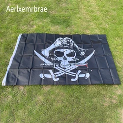Aerlxemrbrae-banderas de calavera y huesos cruzados, espadas de sable, Jolly Roger, Pirata, decoración con ojales, 3x5 pies, enorme, nuevo