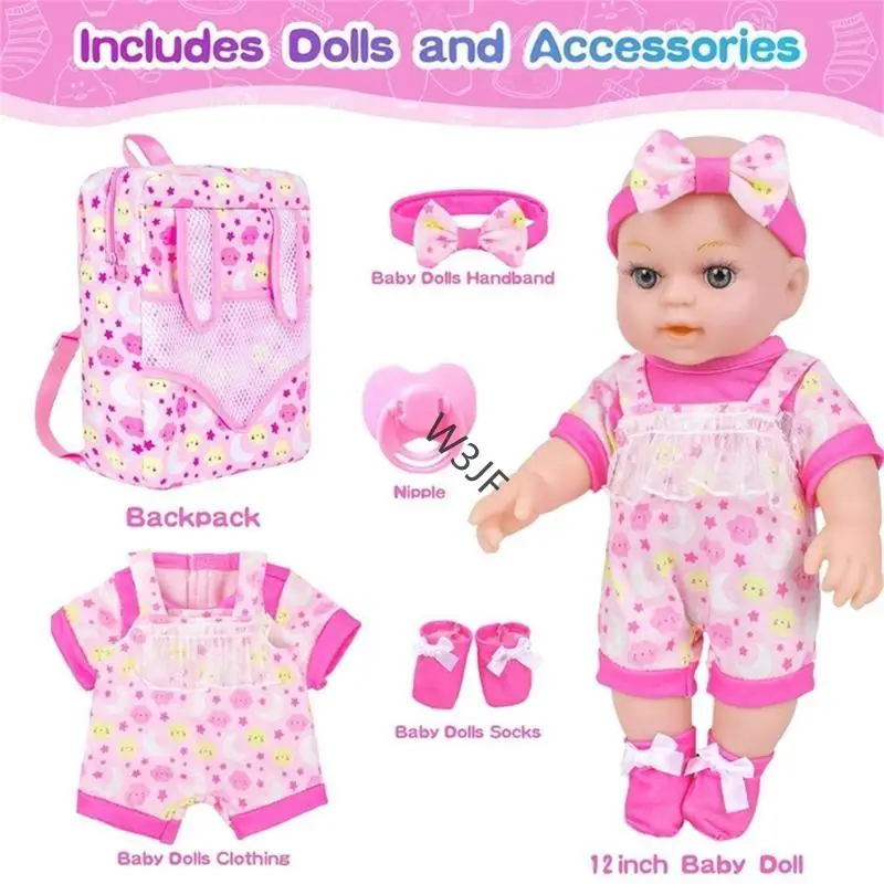 

W3JF Reborns Dolls Playset Realistic Nurturing Dolls with Accessories Girl Favor Gift