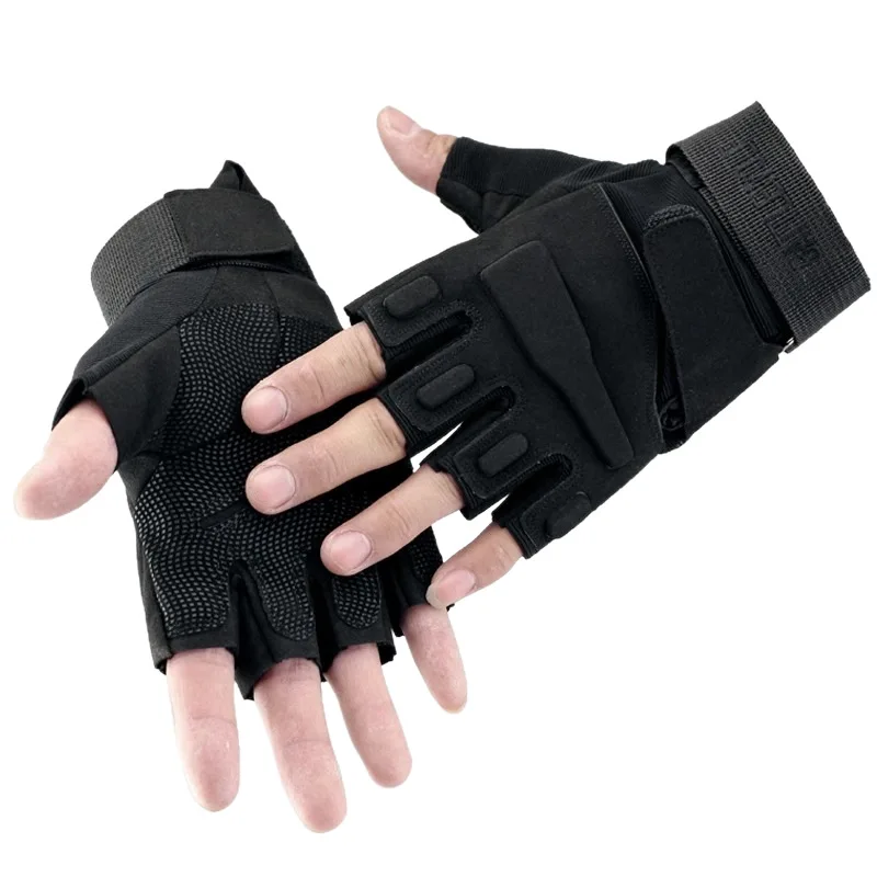 Men's Tactical Half-Finger Gloves for Motorcycle & Scooter Riding Outdoor Cycling Training - Durable Protection