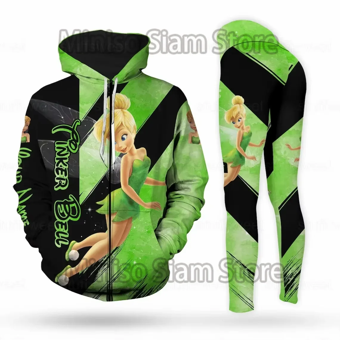 Personalized Disney Tinker Bell 3D Hoodie Women's Hoodie Yoga Pants Set Disney Yoga Tights Hoodie Fashion Sports Set Women y2k