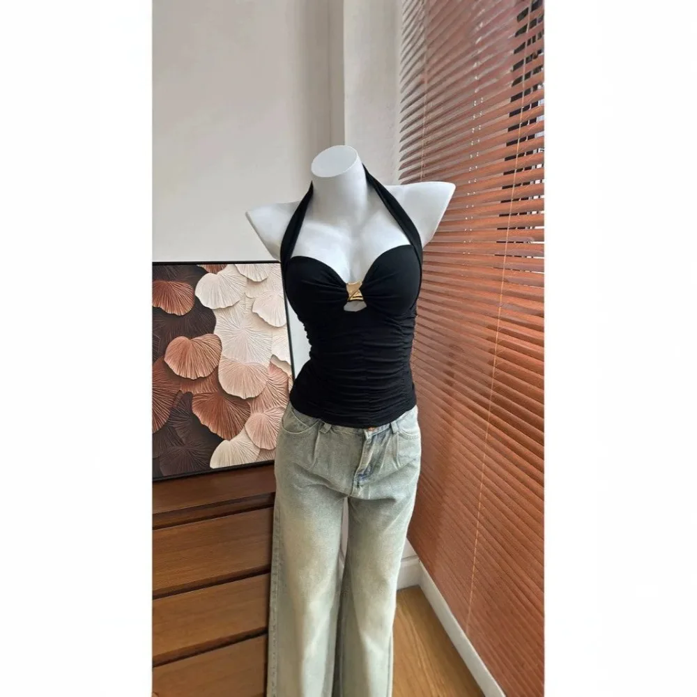 Latin Dancewear Top Women Padded Spaghetti Strap Camisole, Slim Seductive Spice Girl Top For Daily latin dance&Fitness Training