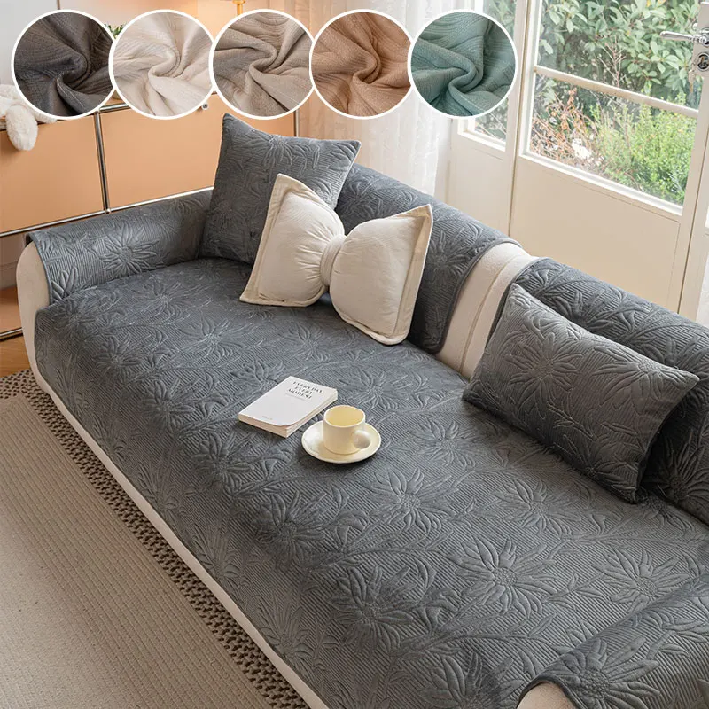 1PC-Winter plush sofa cushion, anti slip thick sofa cushion, winter warm sofa cushion, countryside style 2025 new model