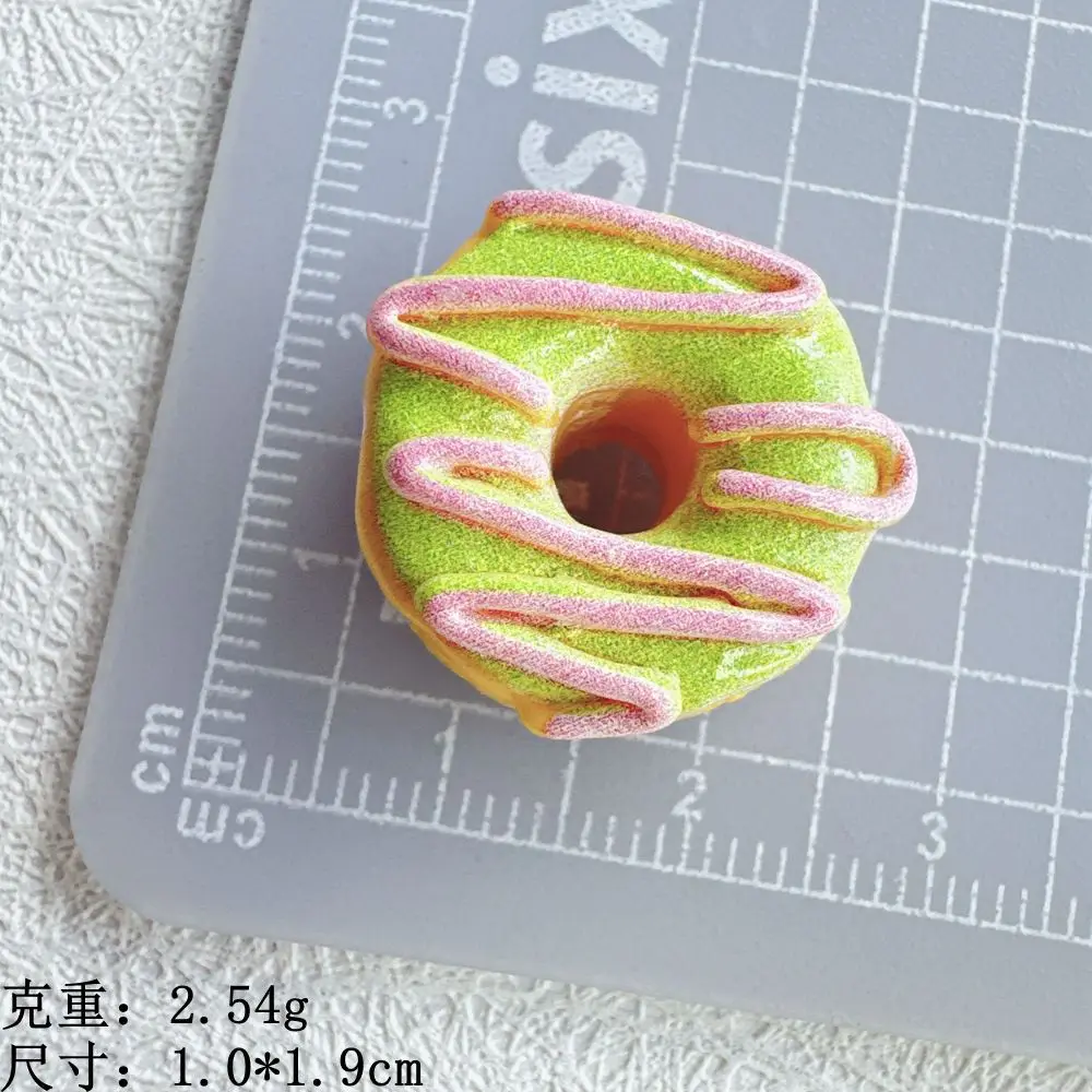 10pcs Mini Cat Donut Bread Model Artificial Bakery Dessert Resin Charm Cream Glue DIY Pendant Desktop Decor Craft Accessories