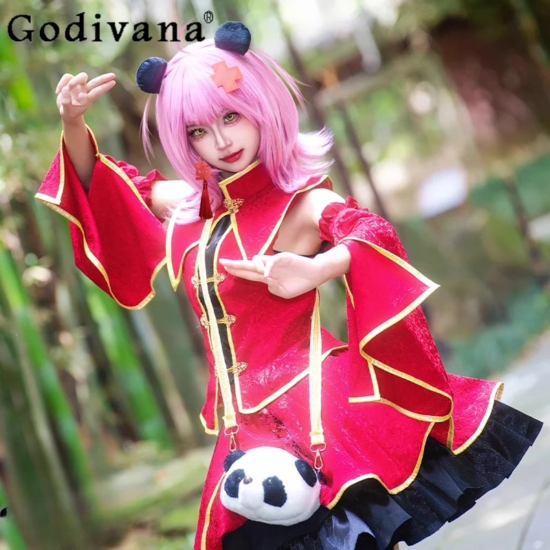 Costumi Cosplay Set gonna anime Donna Cosplay Gonna cheongsam rossa Abito Ragazze Uniformi di carnevale di Halloween Abiti da festa