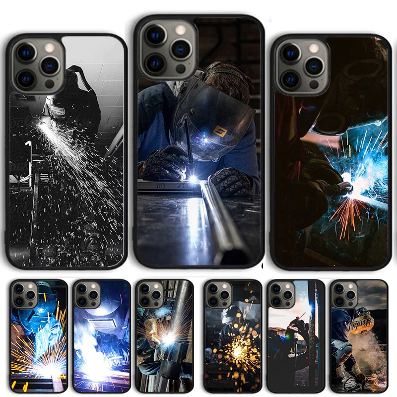 Welder Welding Hot Metal Worker Solderin Phone Case Cover For iPhone 15 16 14 13 12 Pro Max mini 11 Pro Max XS XR Plus