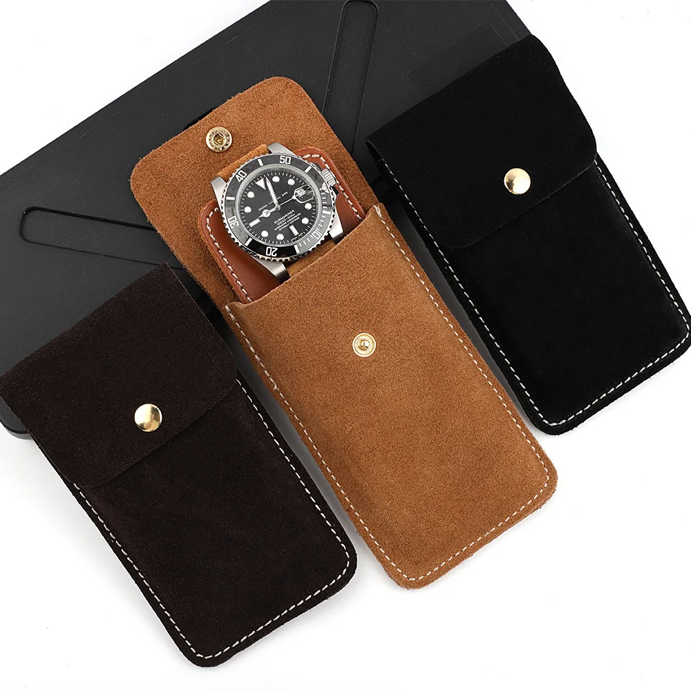Suede Leather Watch Storage Bag  Watch Case Gift Box Protective Cover Portable Travel Watch Pouch Bags Watches Accessories