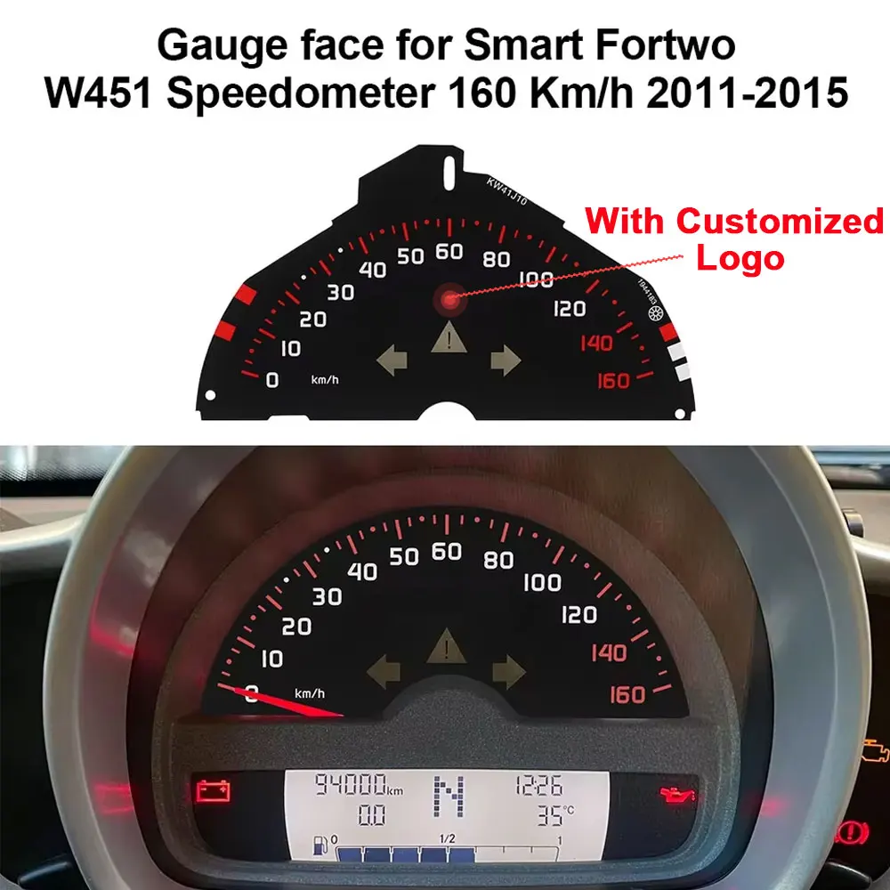 3pcs/Set Gauge Face for Smart Fortwo W451 Speedometer Tachometer and Clock 200 Km/h 160km/h