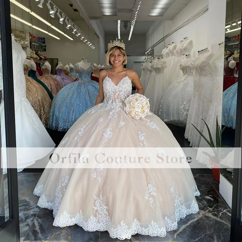 Light Champagne vestidos de quinceañera Ball Gown Quinceanera Dresses Sweet 16 Dress Mexican Girl Prom Wear Custom Size