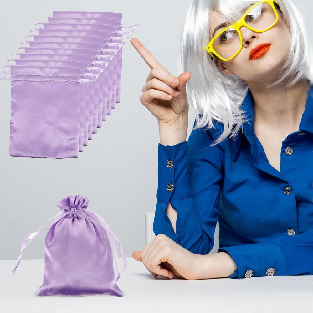 

1 dozen Satin Wig Storage Bags Drawstring for Hair Extensions Portable Travel Packaging for Hair Business and Travel