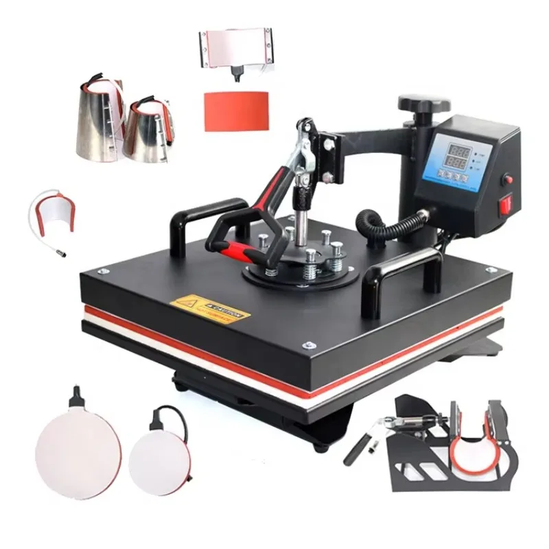 Máquina de prensa térmica combinada, 110v/220v 1800w, 8 em 1, máquina de estampagem a quente automática dupla, sublimação, máquina de transferência de prensa térmica