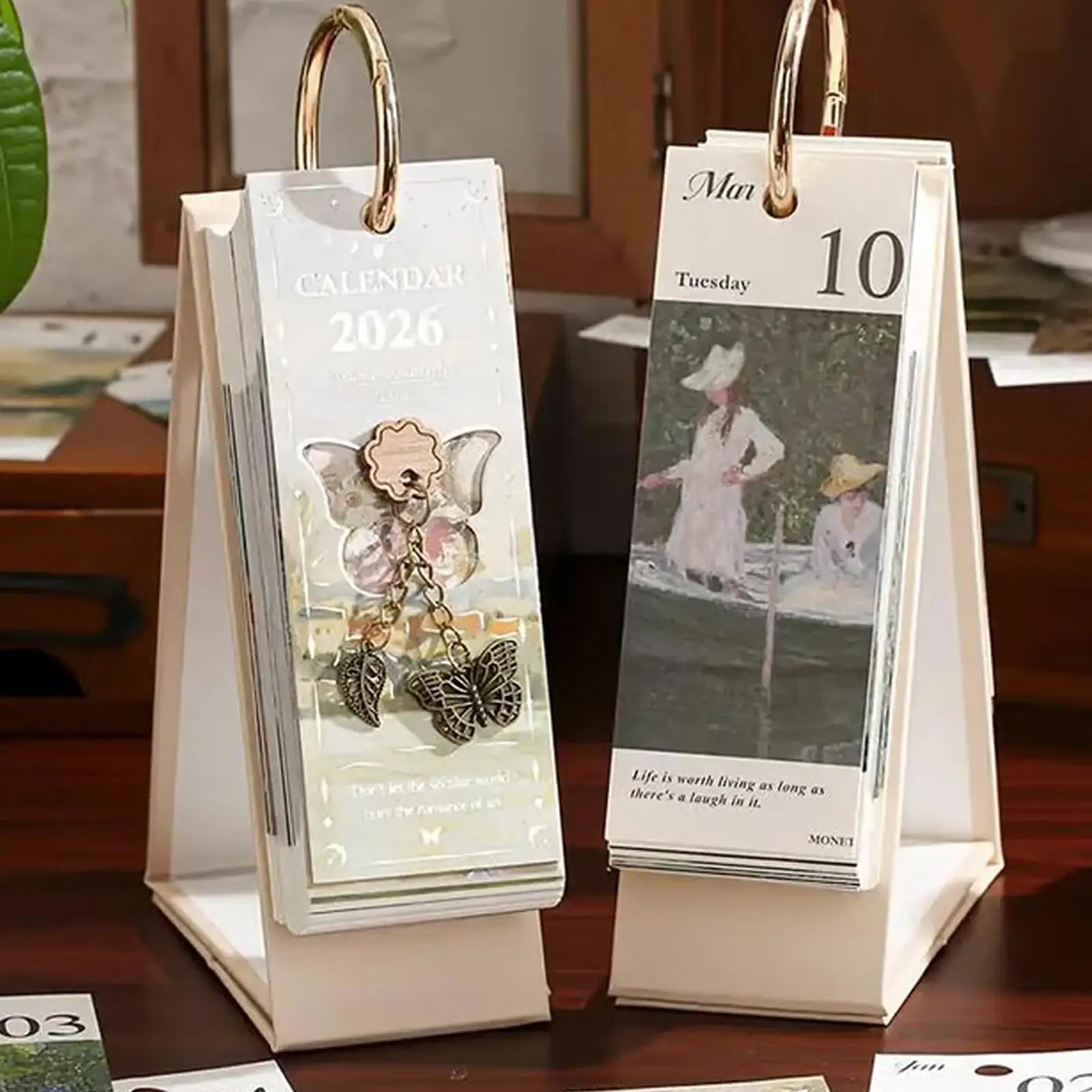 

Настольный календарь на 2026 год, мини-раскладной календарь, ретро-европейский стиль, календарь с картиной маслом, офисные принадлежности, элегантные подарки для подруги