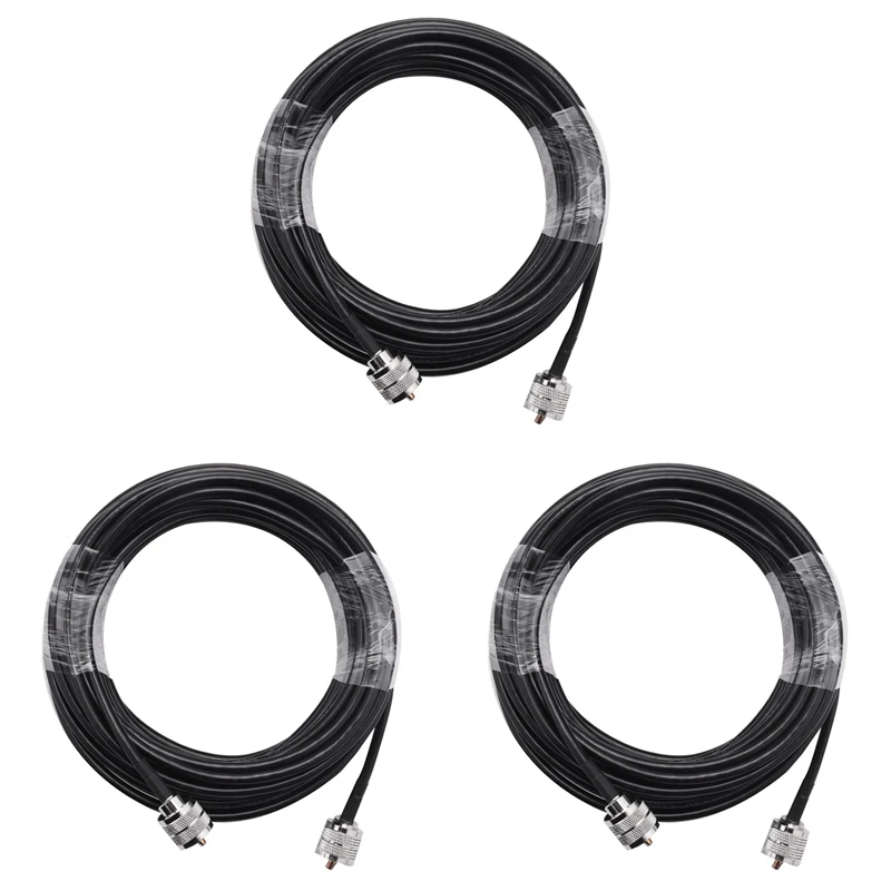 

3Pcs 15M UHF Coaxial Cable RG58 Coax Cable PL259 Cable 50 Ohms CB Radio Antenna Cable UHF Male To UHF Male Low Loss UHF