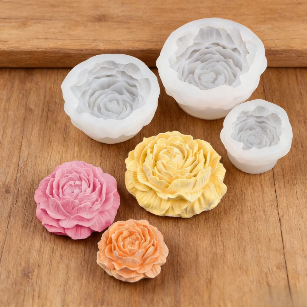 3D-Pfingstrosen-Silikonform, leicht zu entformen, wiederverwendbar für DIY-Bienenwachskerzen, Seife, Auto-Diffusor, Harz, handgefertigtes Ornament, Muttertagsgeschenk – Detail 10