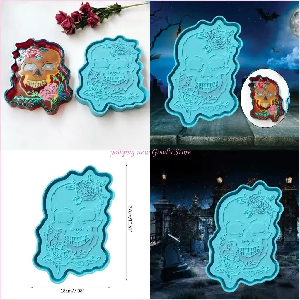 

57QA Skull Tray Epoxy Resin Mold Serving Plate Board Casting Silicone Mould