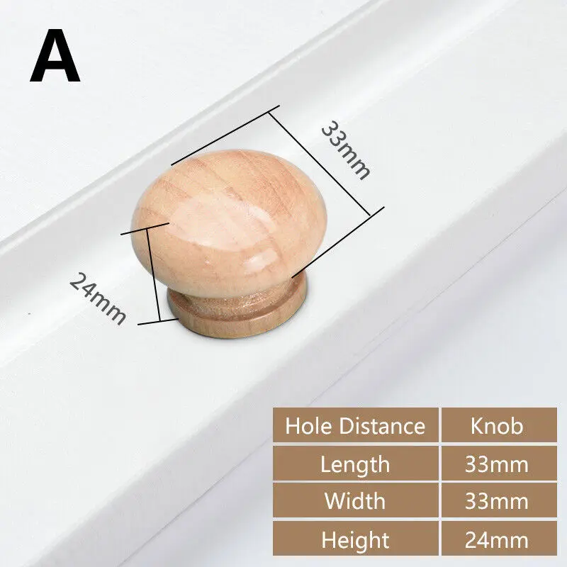 Wooden Cabinet Pulls Handles Furniture Handle Beech Wood Kitchen Knobs Wardrobe Pulls Long Handle Drawers Dresser Door Handles