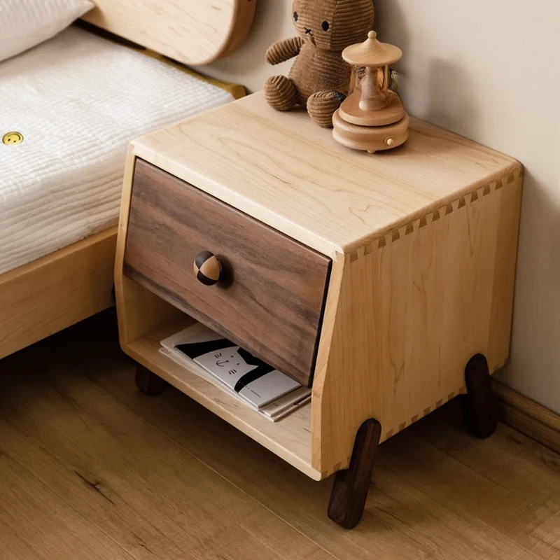 Hard Maple Bedside Tables Lockers Bedroom Room Bedroom Cherry Solid Wood Storage Lockers