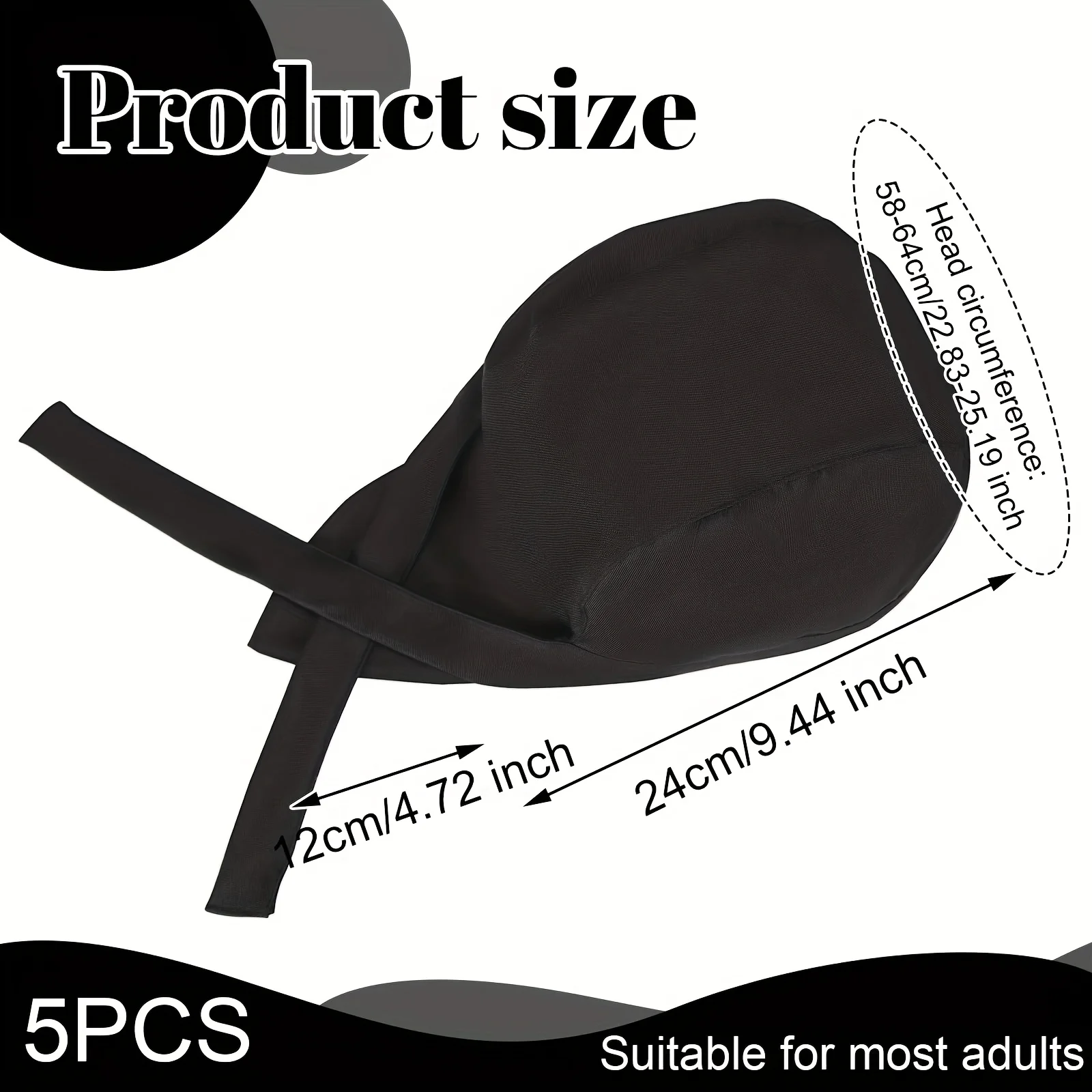 5-pack unisex koksmutsen met verstelbare hoofdband, ademende polyester keukenmutsen, voorzien van trekkoordsluiting, alleen handwas