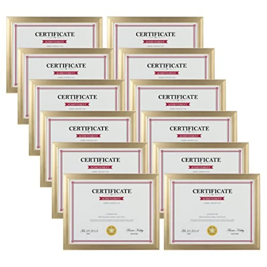 

Picture Frame Set of 12 Multi Modern 8.5 x 11 Frames Bulk for Award Certificate Document Diploma Wall or Tabletop Display
