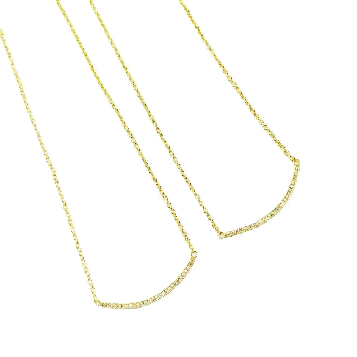 Full Diamond Smile Arc Necklace Classic Clavicle Chain Daily Commuter Light Luxury Versatile Thin Chain Design Necklace