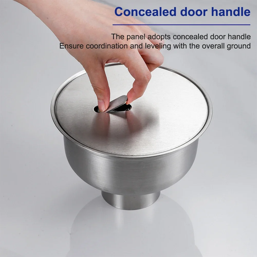 Stainless Steel Floor Drain,Bathroom Drainage With Hidden Handle,Round Floor Drain For Workshop Basement,Sink Drain Stopper