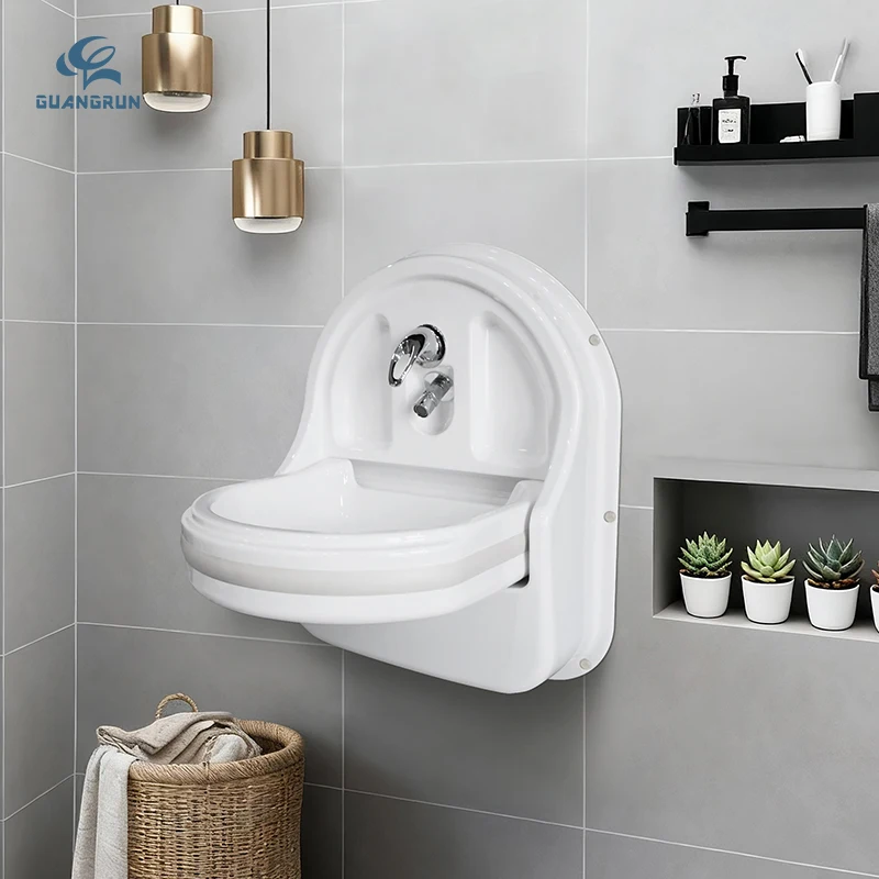 

Acrylic Built-in Foldable Expandable Lightweight Modern White Grey Sink for Marine Use Vehicles RVs Bathrooms GR-Y331