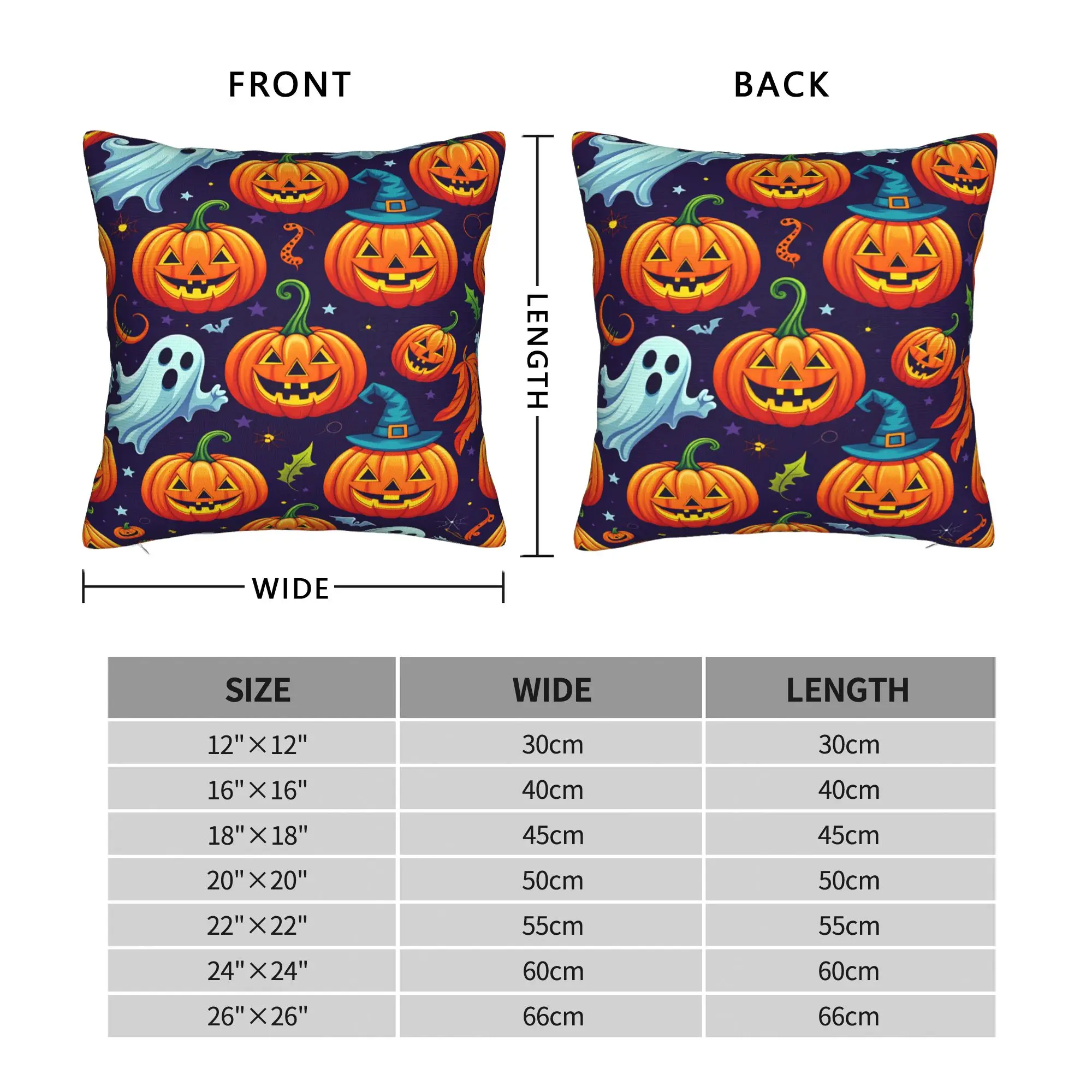 Halloween Ghost Bat Witch Hat Pumpkin Seamless Pattern Pillow Case  Soft Pillow Cover For Living Room Sofa Trendy Pillowcases