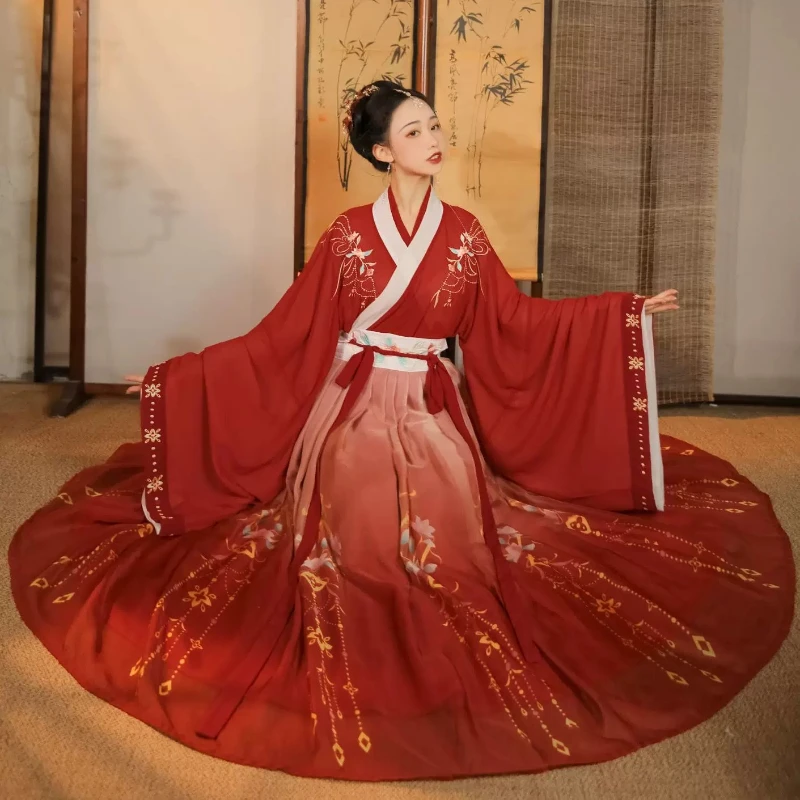 Chinese Traditional Hanfu Costume Woman Ancient Han Dynasty Dress Oriental Princess Dress Lady Elegance Tang Dynasty Dance Wear