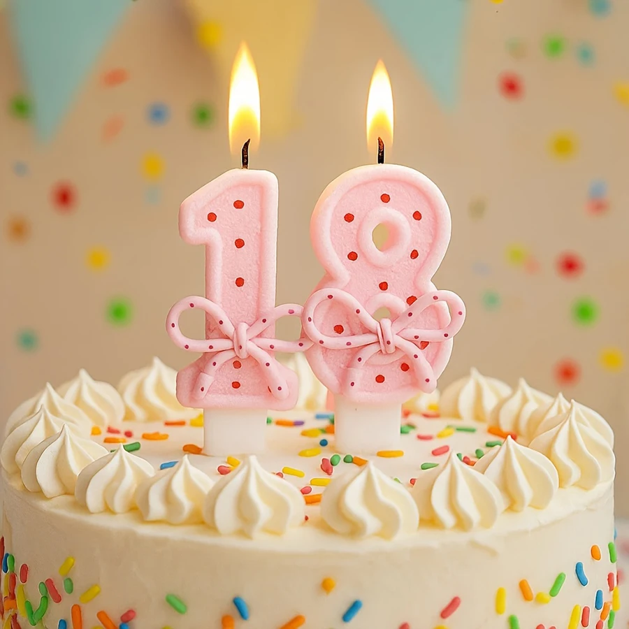 1PCS Nette Rosa Schleife Dot Digitale Kerze Backen Dekoration Plugin Kreative 0-9 Kerzen Geburtstag Party Feier Kuchen kerzen