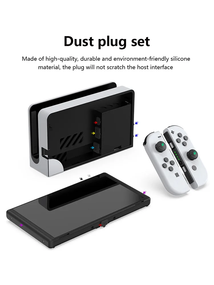14 PCS/Set Dust Plug Silicone Dust Protector Dustproof Plug for Nintendo Switch OLED Game Console Accessories