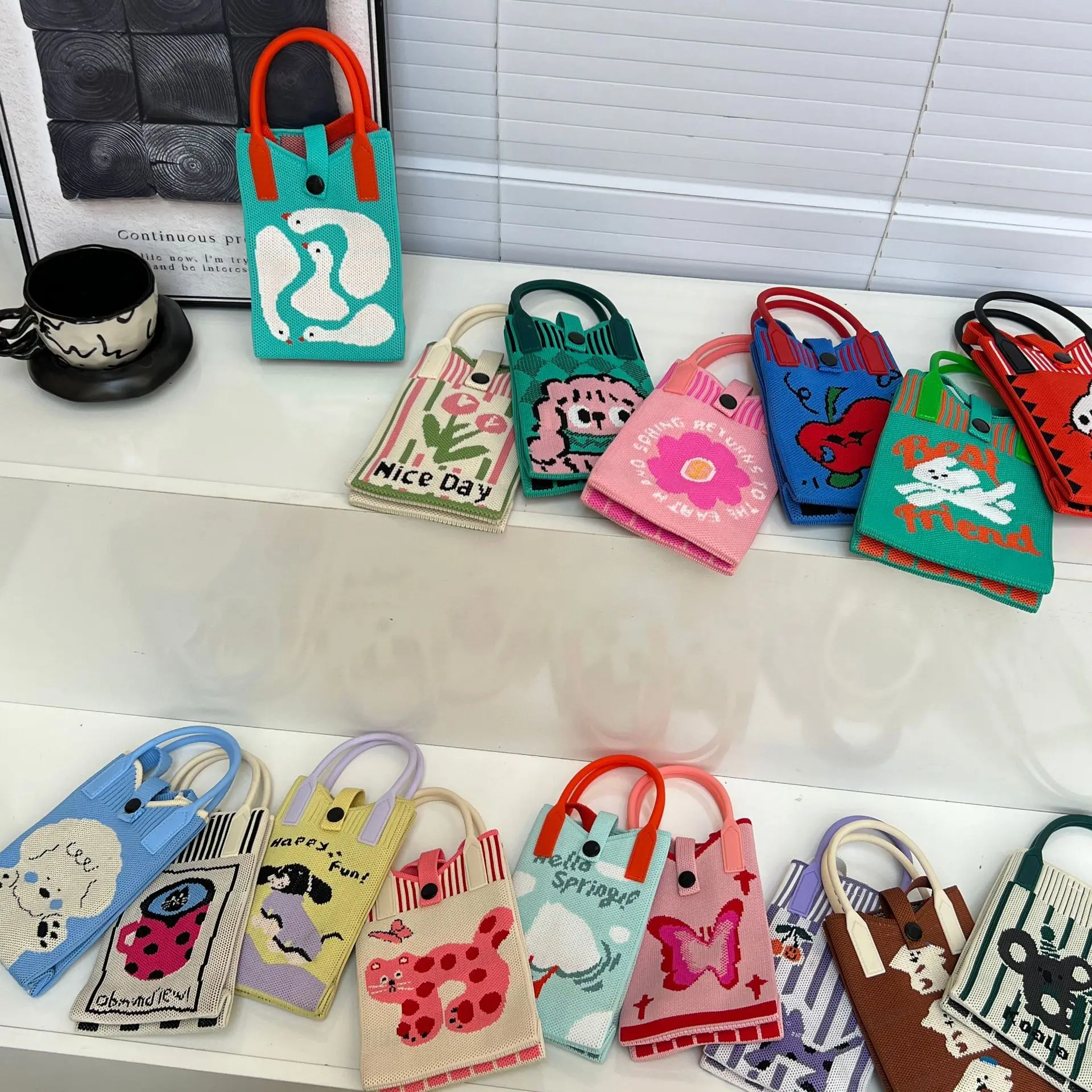 

Cute Knitted Summer Phone Bag Single oulder Crossbody Bag Student Coin Storage Handbag Korean Sle Versatile Handbag