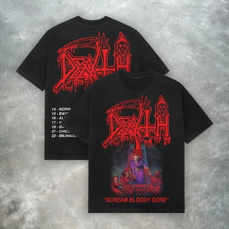 Death Band Scream Bloody Gore Death Metal Graphic T-Shirt Cotton Men Women Streetwear Tee
