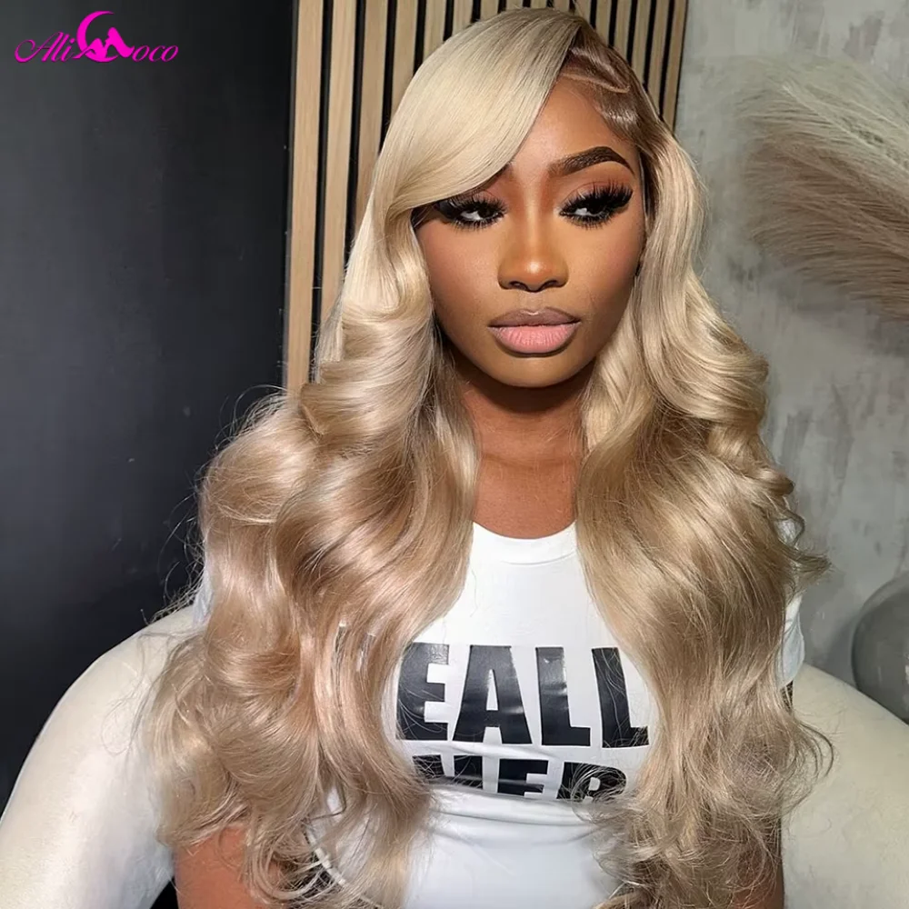 180 Density Brown Roots Ash Blonde Body Wave Lace Frontal Wig 13x6 Ombre Ash Blonde Human Hair Wigs for Women image 4
