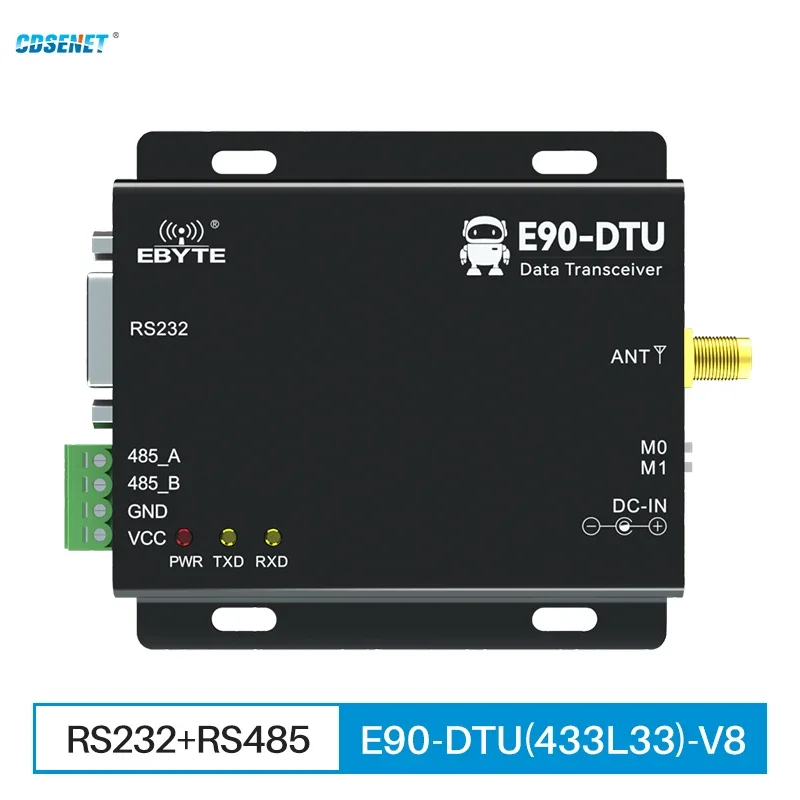 RS485 RS232 LoRa Indusrtail Wireless Digital Radio CDSENT E90-DTU(433L33)-V8 12KM Modbus TCP to RTU Anti-Jamming Wireless Modem