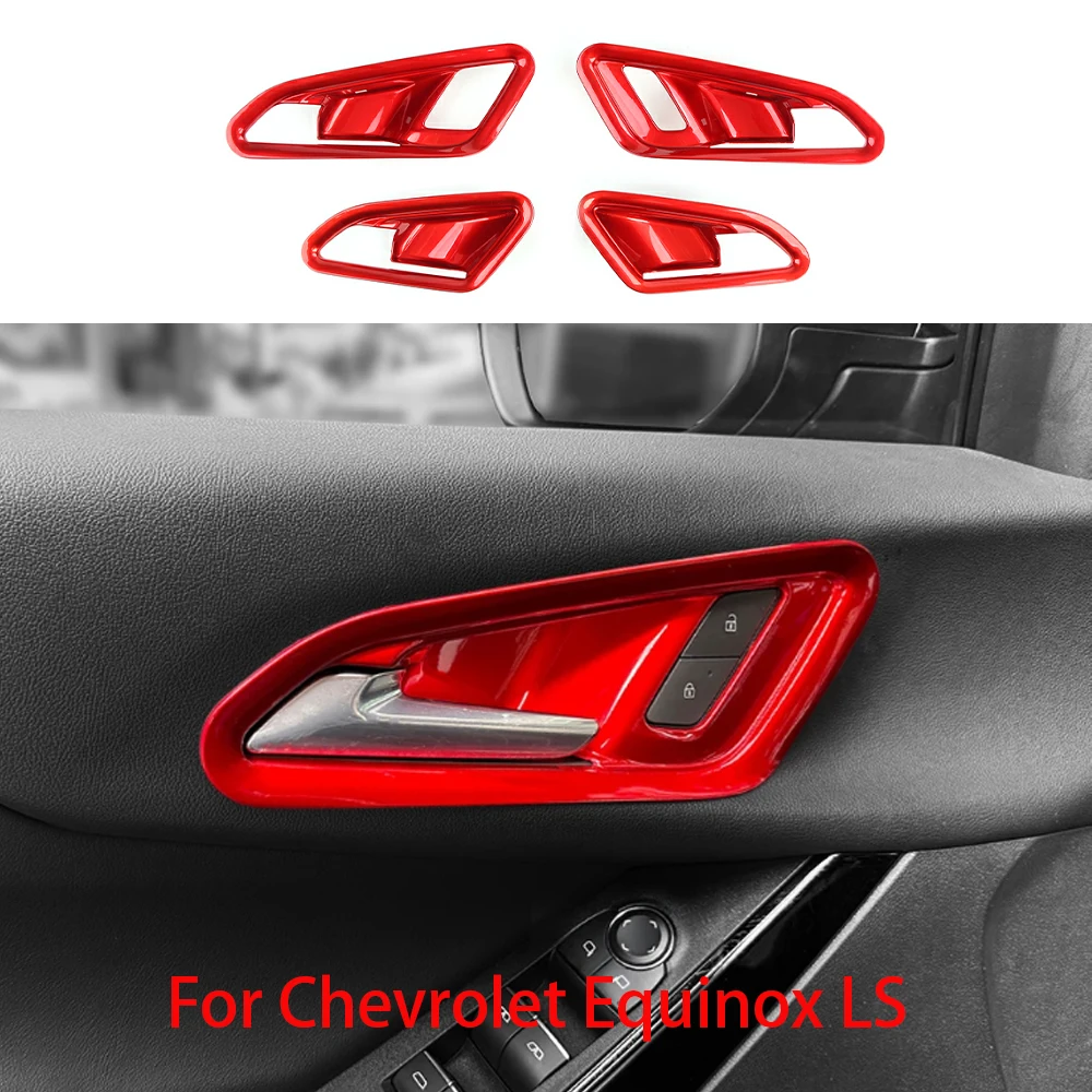 

4 шт. красная внутренняя дверная ручка чаша рамка накладка для Chevrolet Equinox LS 2025 2026 автомобильные аксессуары для интерьера с левым рулем