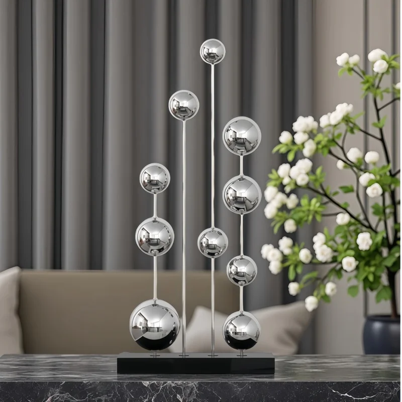 

Stainless steel ball combination sculpture, creative shaped villa, hotel, office, entrance hall, home, store decoration