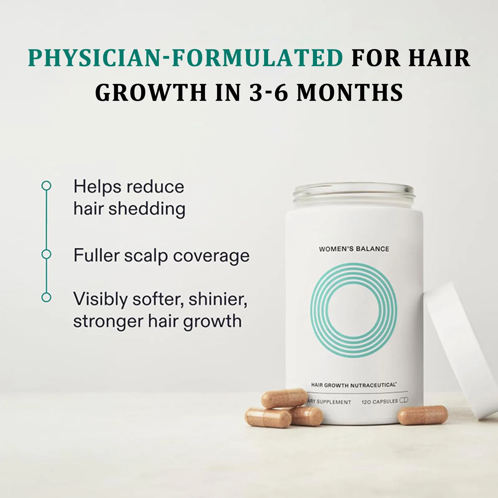 Balance Hair Growth Capsule for Ages 45 and Up with Collagen Peptides Capsule for Visibly Thicker Hair and Scalp Coverage