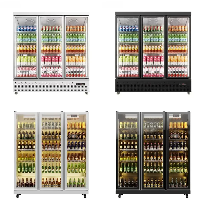 for Fresh-keeping Counter Clear Glass Door Commercial Refrigerator With 3 Doors R290