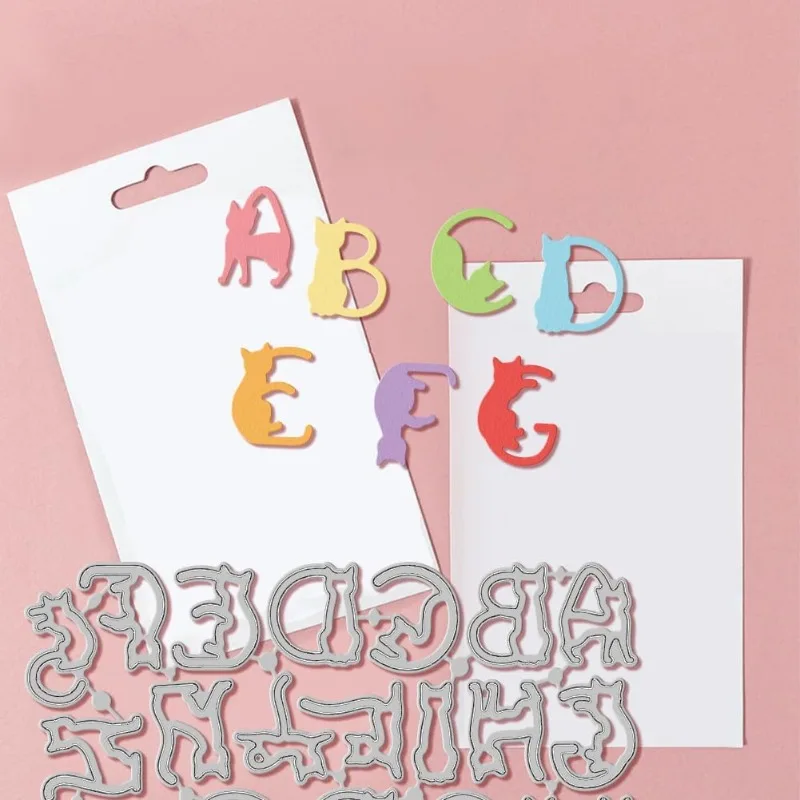 Cat Alphabet Cutting Dies for DIY Scrapbooking Metal Cat Letter Cut Dies Artist Die Cuts for Card Making Embossing Photo Album