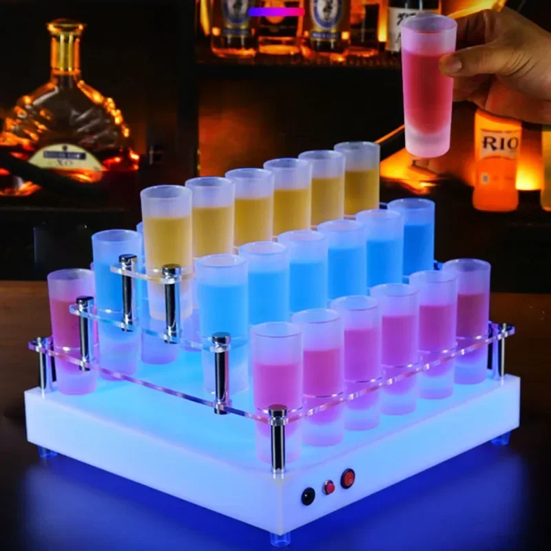 Bar Light Rainbow Bucket Wine Cocktail Cup Rack KTV Frosted Wine Glass Holder Tavern Wine Set Bucket Wines