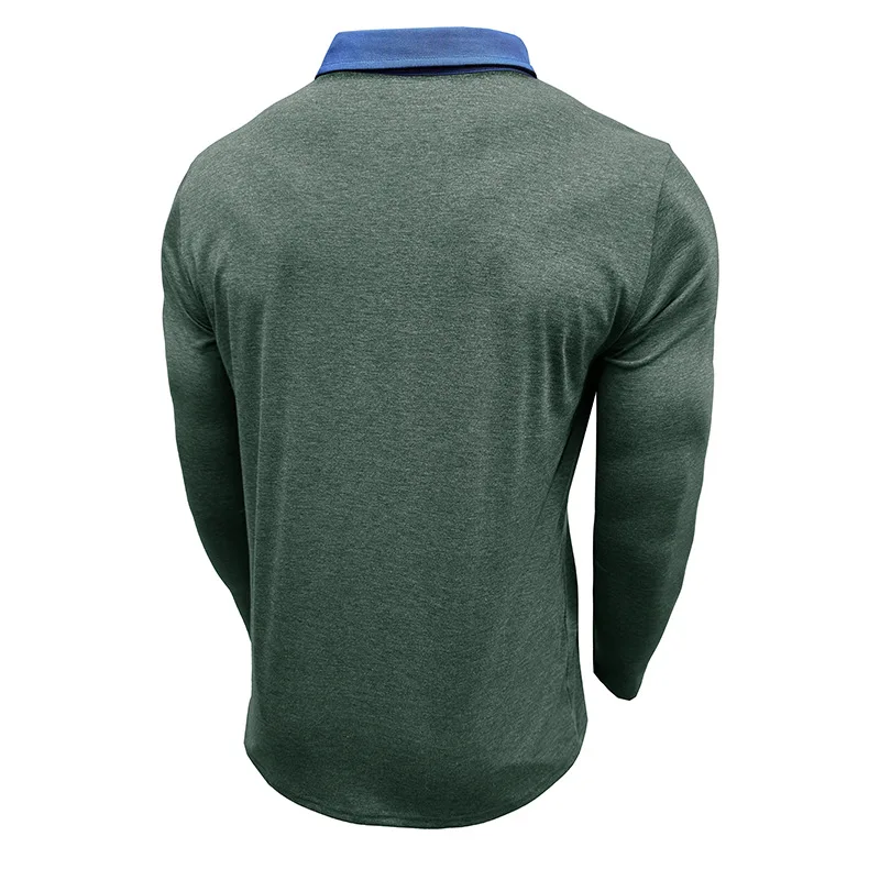 Langarm-Poloshirt für Herren, lässig, schmale Passform, Henley-Kragen, T-Shirt mit Tasche, Smart Blend Tops – Detail 17